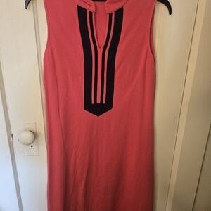 Duffield Lane Coral Dress with Navy Details